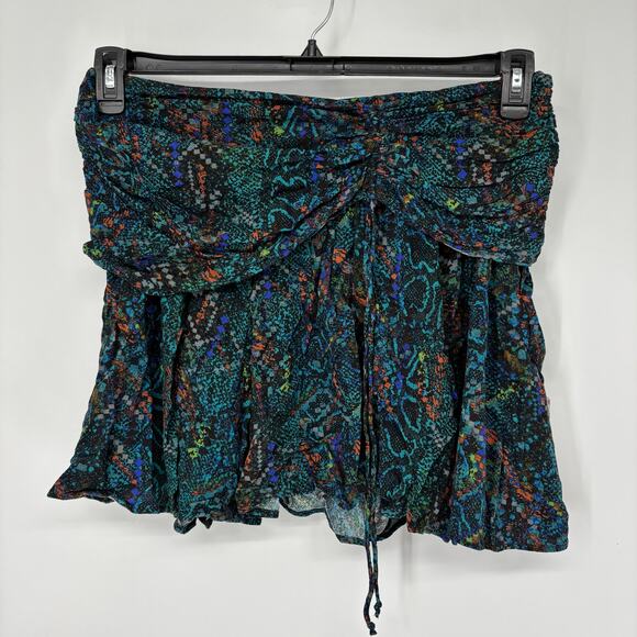 Free People Women's Saturday Sun Ruched Mini Skirt Dark Green Size 12, $78 NWT - Picture 7 of 7